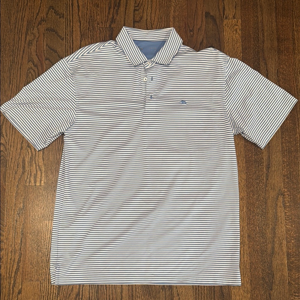 Men's Striped Golf Shirt - Blue and White